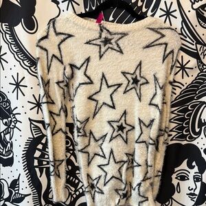 y2k Star Pattern Fuzzy Sweater